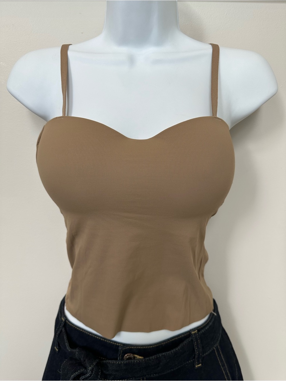 Stretch Ribbed Cami Top in Camel size small can fit up to medium